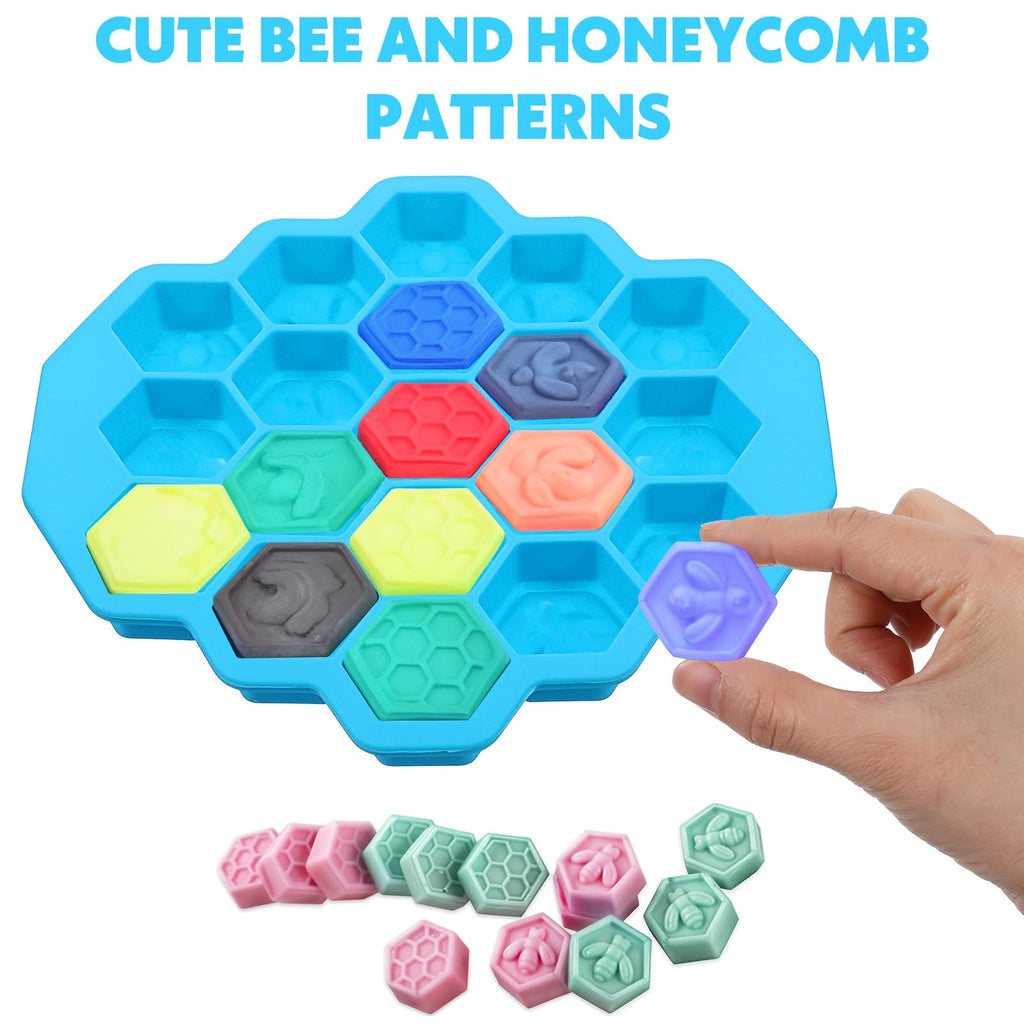 Versatile Honey Comb Silicone Mold, 19 Cavity Bee Silicone Mold for Baking, Reusable Non-Stick Gummy Molds for Candy, Chocolate, Jelly, Ice Cube