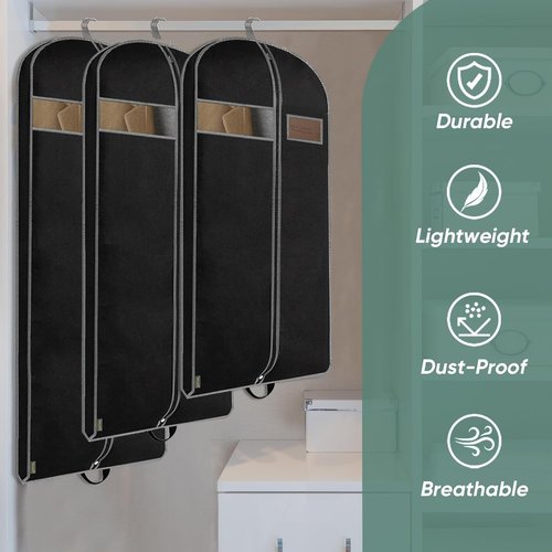 BALEINE Heavy Duty Garment Bag - Travel Essential with Shoe Storage for Dresses & Suits | 43" Black