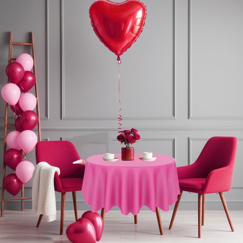CIEOVO 12 Pcs Valentine's Day Plastic Tablecloths, Disposable Round Red Pink Table Cover 84 Inch Waterproof Table Covers for Valentine's Day Family Wedding Birthday Bridal Shower Party Decorations