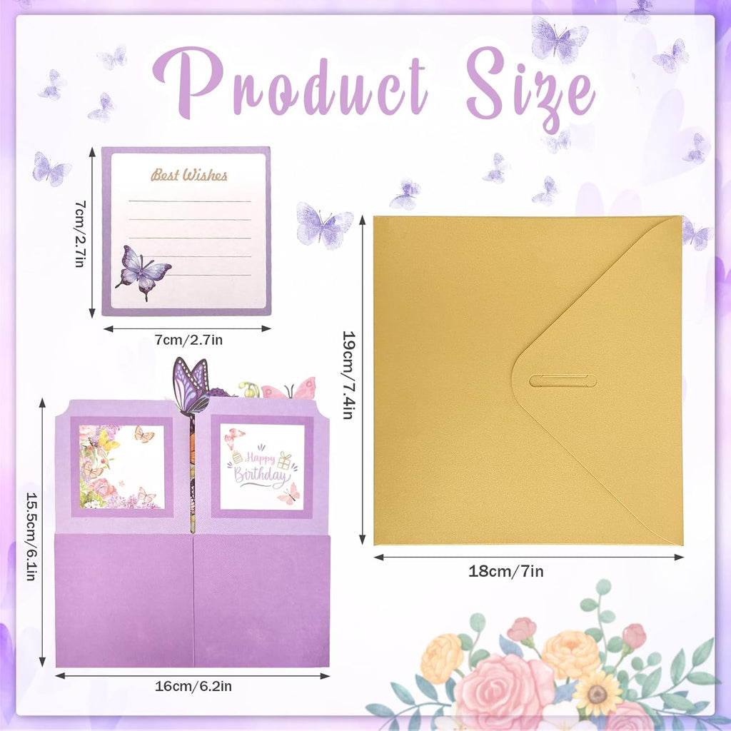 Skiennix Butterfly Pop-Up Birthday Card - Elegant Gift for Women, Daughter, Mom, Sister | Includes Blank Notecard & Envelope