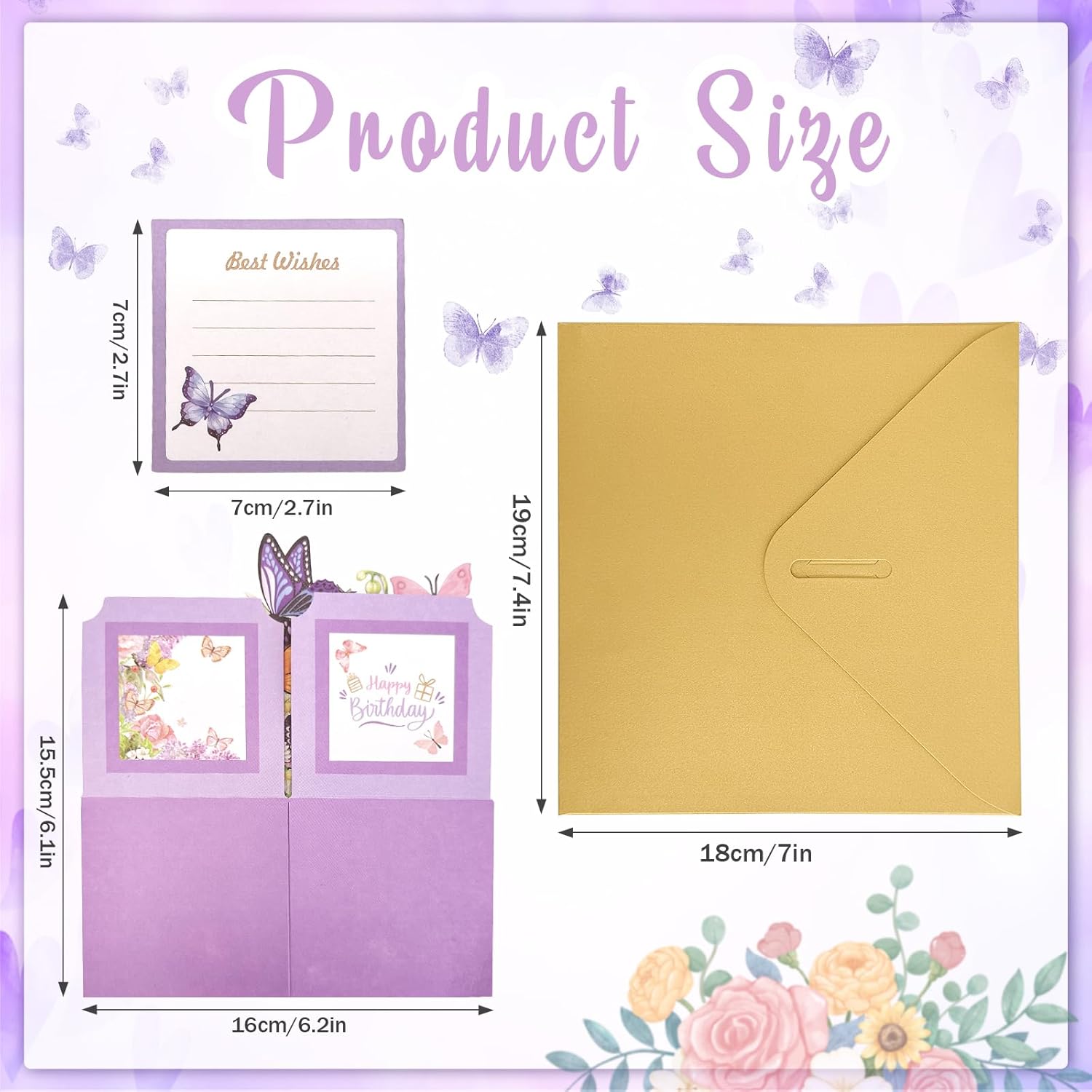 Skiennix Butterfly Pop-Up Birthday Card - Elegant Gift for Women, Daughter, Mom, Sister | Includes Blank Notecard & Envelope