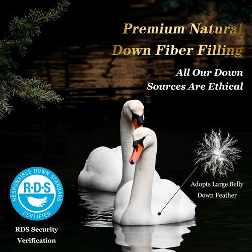 THX9ZRNM 75% Canadian Goose Down Comforter Queen Size, Ultra Soft 100% Cotton Fabric, 850 Fill Power All Season Duvet Insert, Hotel Luxury Bedding Comforters (White,90"x90")