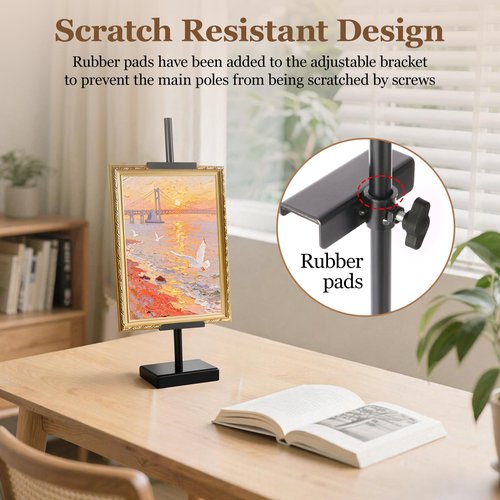 dakewang 1pcs Adjustable Tabletop Easel Stand for Picture Frames, Picture Easels for Display, Gold Easel, Picture Frame Stand, Adjustable Art Easel.(18inch,Black)