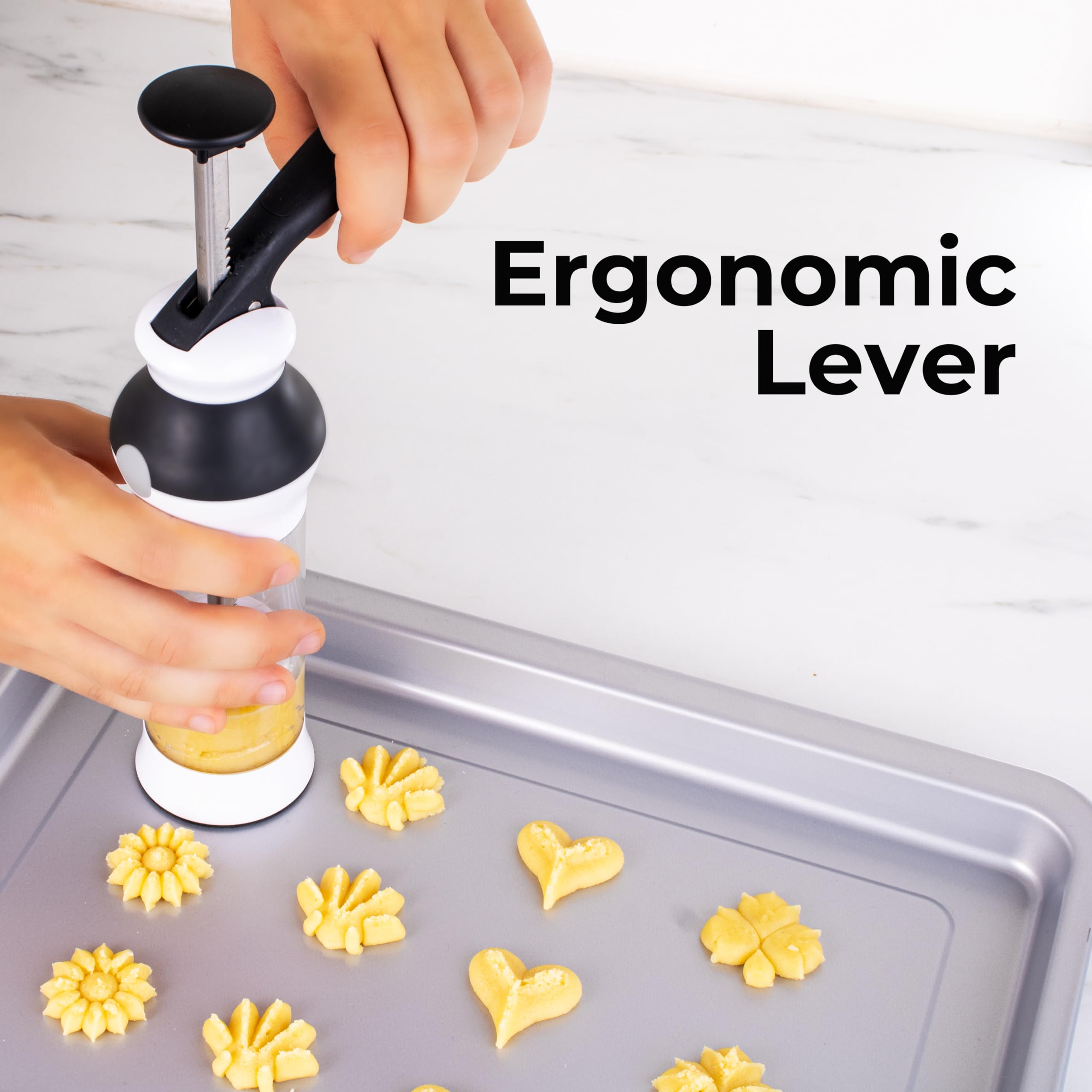 14-Piece Cookie Press Set - Upgraded - Stainless Steel Disks & Storage Case - Heavy-Duty Design