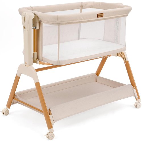 Ezebaby Baby Bassinet - 3-in-1 Rocking Bedside Sleeper with Breathable Full-Mesh Crib | 6 Height Adjustable, Portable with Lockable Wheels