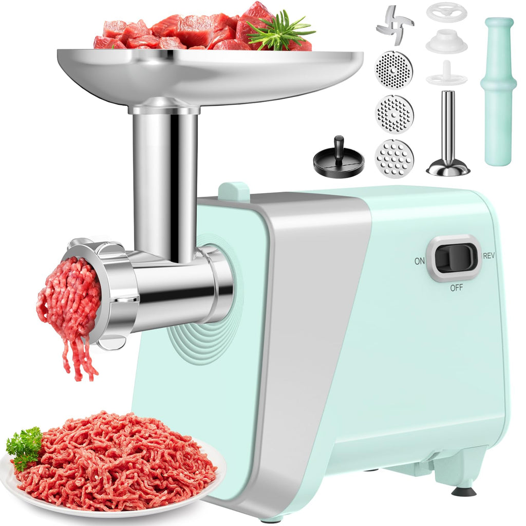 #8 Electric Meat Grinder & Sausage Stuffer - 2800W Heavy Duty Pure Copper Motor, 3 Grinding Plates, Stainless Steel Sausage Maker Machine, Hamburger Press - Easy to Clean, Ideal for Home Use