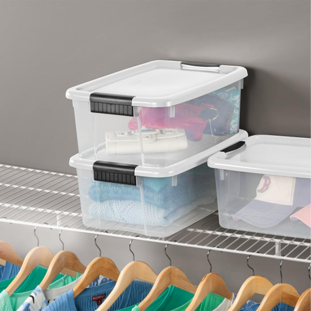 Sterilite 6-Pack Ultra Latching Storage Bins - Clear Plastic 18 Quart Organizing Containers for Home & Office
