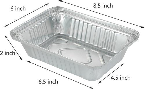25-Pack Disposable Aluminum Foil Pans by [Brand Name] - Heavy-Duty Takeout Tins with Lids, 8.5x6.3”