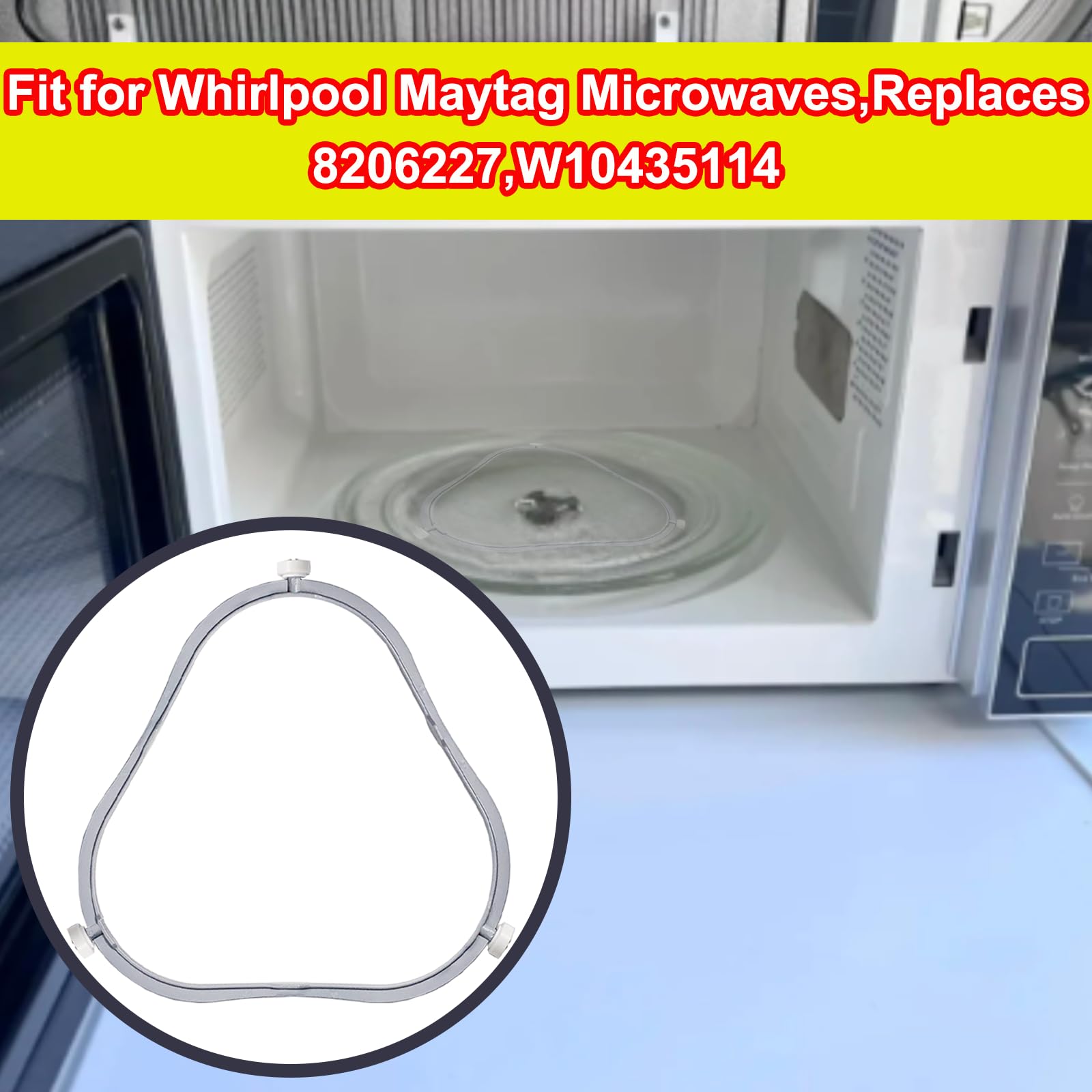 7.48 in W11252182 Microwave Turntable Support Ring,Glass Tray Support Replacement Part,Fit for Whirlpool Maytag Microwaves,Replaces 8206227,W10435114