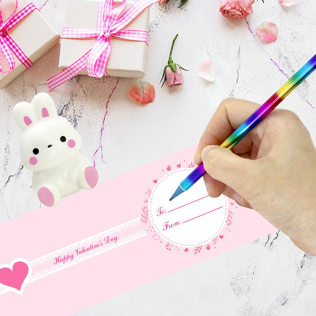 BCUEIDO 24 Pack Valentine's Day Gifts Cards with Animal Squishy, Valentine's Cards for Valentines Exchange, Prize Supplies, Valentines Party Favors