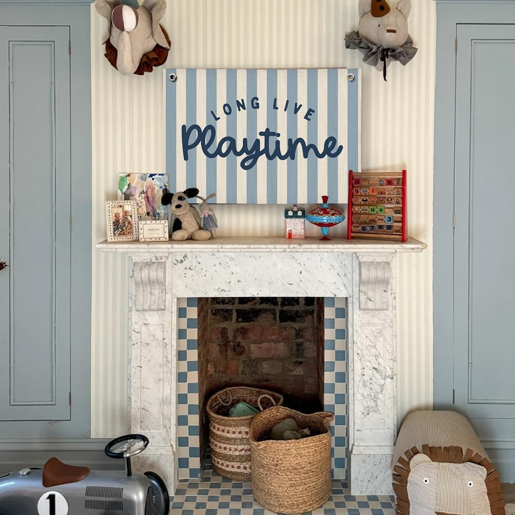 ShowDraven Playroom Wall Decor, Toddler Playroom Decor Hanging Linen Banner,Play Room Wall Decor for Nursery Nursery, 20x30 Inch