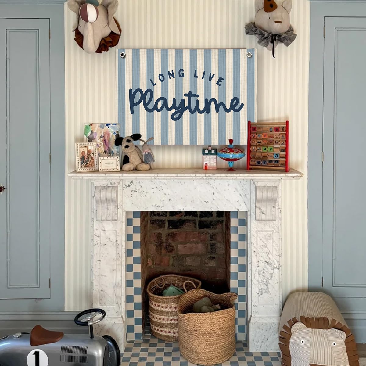 ShowDraven Playroom Wall Decor, Toddler Playroom Decor Hanging Linen Banner,Play Room Wall Decor for Nursery Nursery, 20x30 Inch