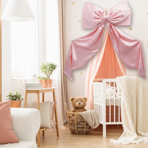 Coquette Giant Pink Bow Wall Decor - 24x48 Inch Ribbon Garland for Christmas, Birthdays & Weddings