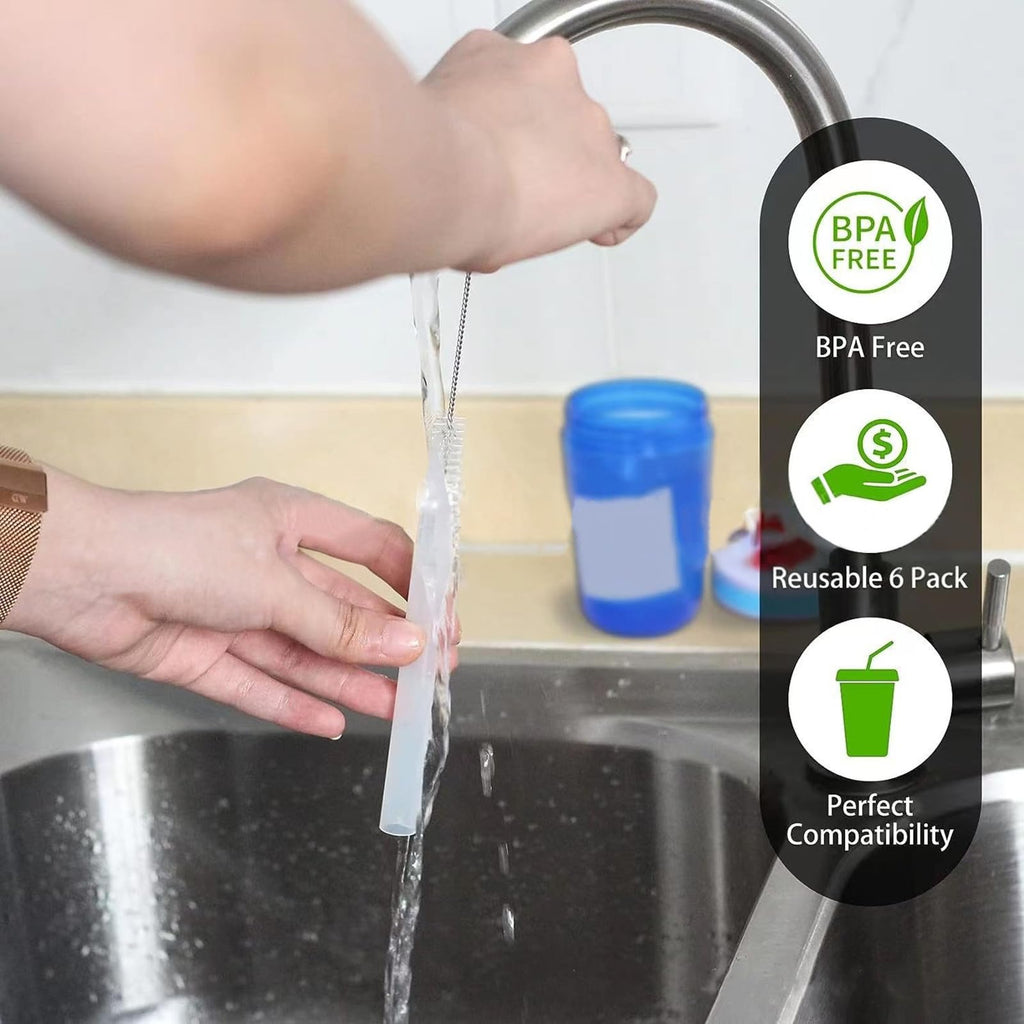 NCYOEW Replacement Straws for Zak Designs 15OZ Water Bottle,Transparent and Food Grade Reusable Straws with Cleaning Brush, Pack of 5