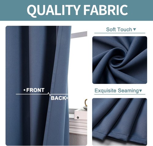 ChrisDowa Blackout Curtains - Thermal Insulated Room Darkening Panels, Stone Blue, 42 x 72 Inch, 2-Panel Set
