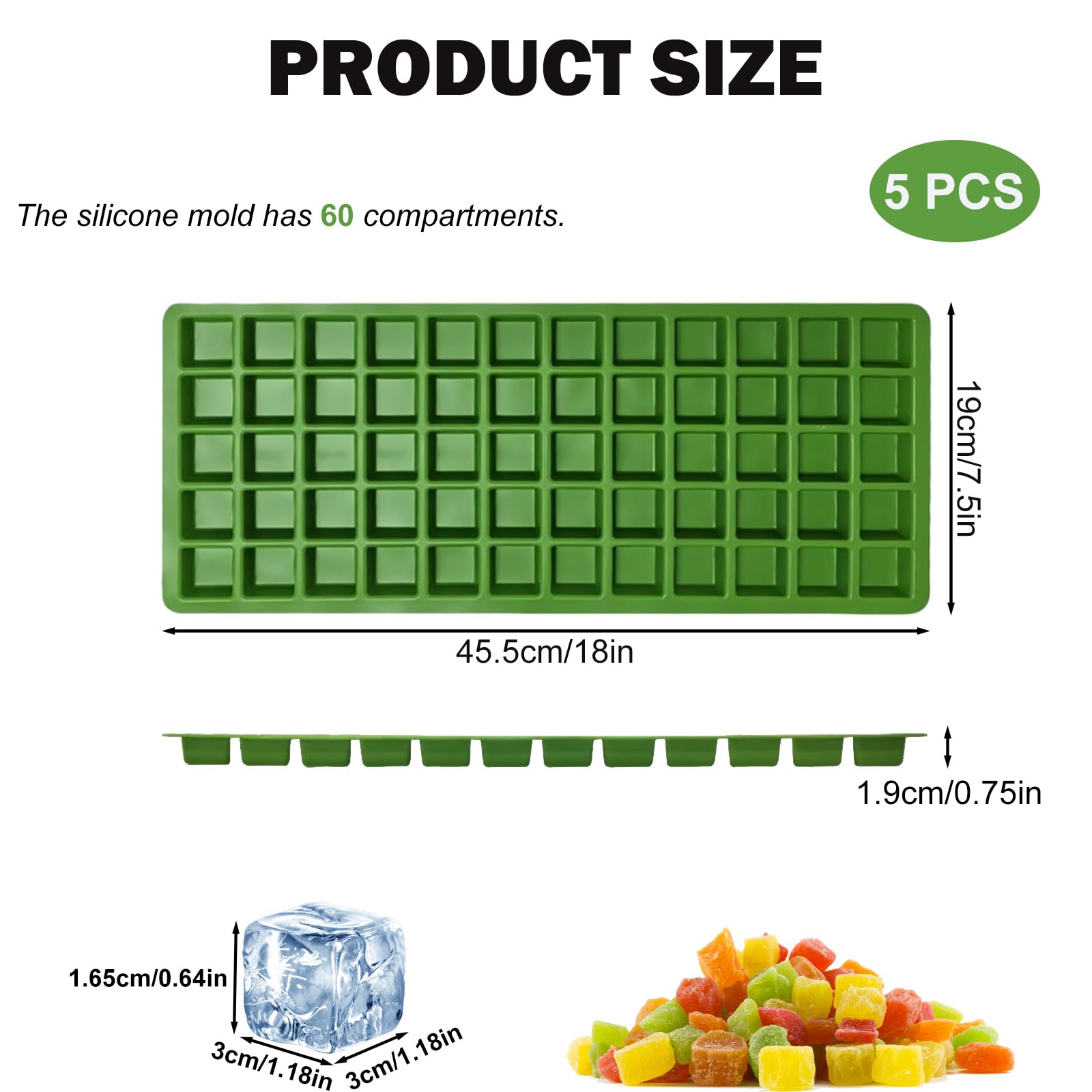 5 Pcs Silicone Food Molds for Harvest Right Freeze Dryer Medium Square Trays BPA-Free Reusable for Fruit Vegetable Ice Cubes Chocolate Candy