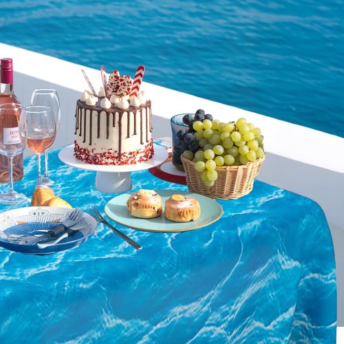 Hisxierng 3 Pcs Ocean Waves Tablecloth Plastic 54 x 108 Inch Ocean Water Table Cover Blue Under The Sea Pool Beach Birthday Party Decorations Shower Supplies Beach Backdrop Ocean Decor