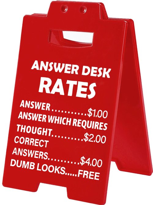 Funny Office Gag Gifts for Coworker Answer Desk Rates Desk Sign for Women Men Coworker Boss