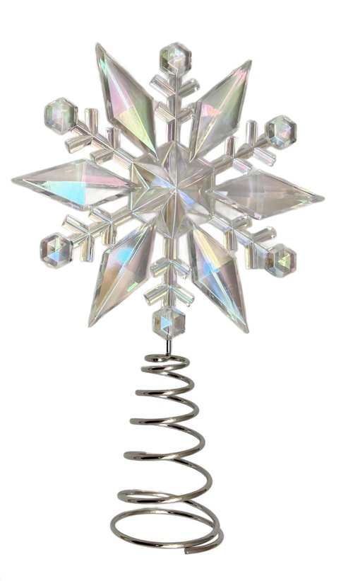 PEPPERLONELY Miniature Iridescent Snowflake Mini Tree Topper Christmas Decorations, 5.5" Wx9 L