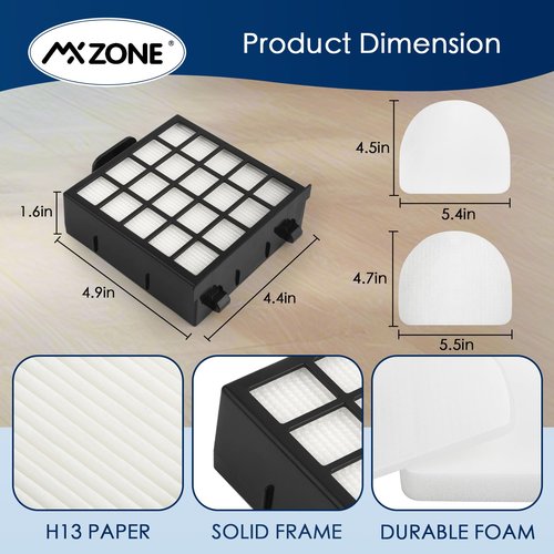 AZ4002 Replacement filter for Shark POWERDETECT Upright Vacuum Cleaner AZ4000 AZ4002 AZ4000C, Compare to Part # XHFAZ4000# XFFKAZ4000, 2 Pack Hepa Filters+ 4 Pack Foam & Felt Filters