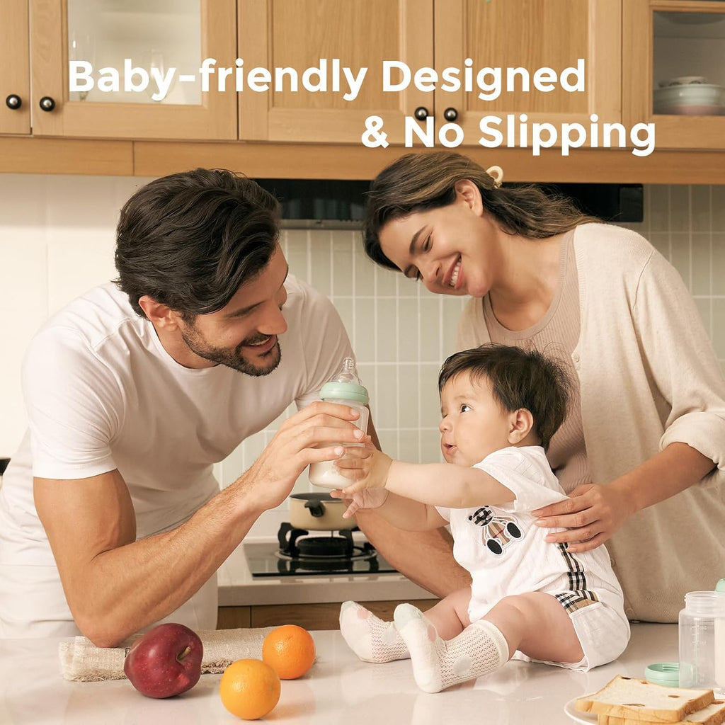 Momcozy Natural Baby Bottle - Wide-Neck, BPA-Free Breast Milk Storage | 11 oz, 4-Pack for Fridge & Cooler