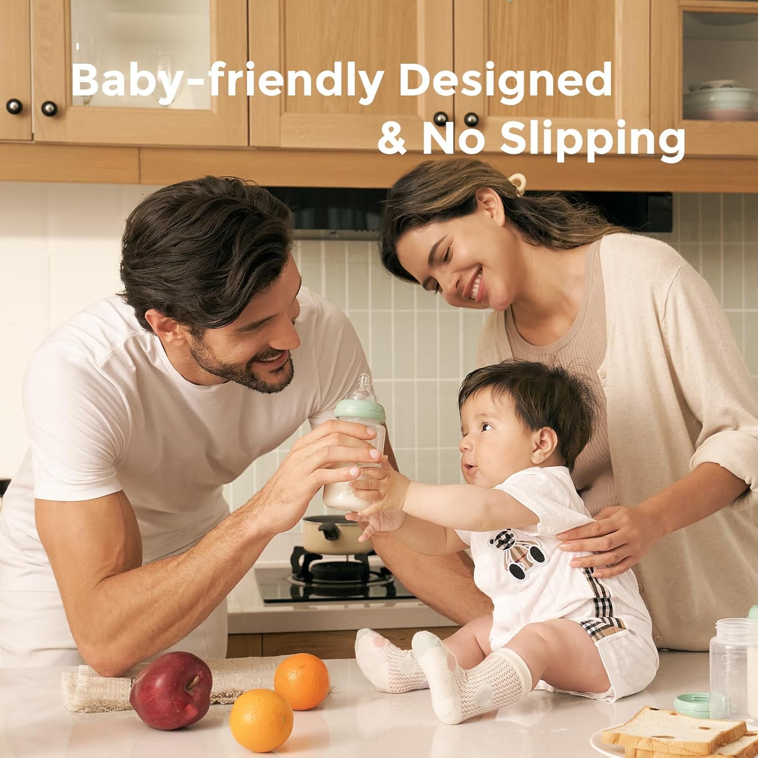 Momcozy Natural Baby Bottle - Wide-Neck, BPA-Free Breast Milk Storage | 11 oz, 4-Pack for Fridge & Cooler