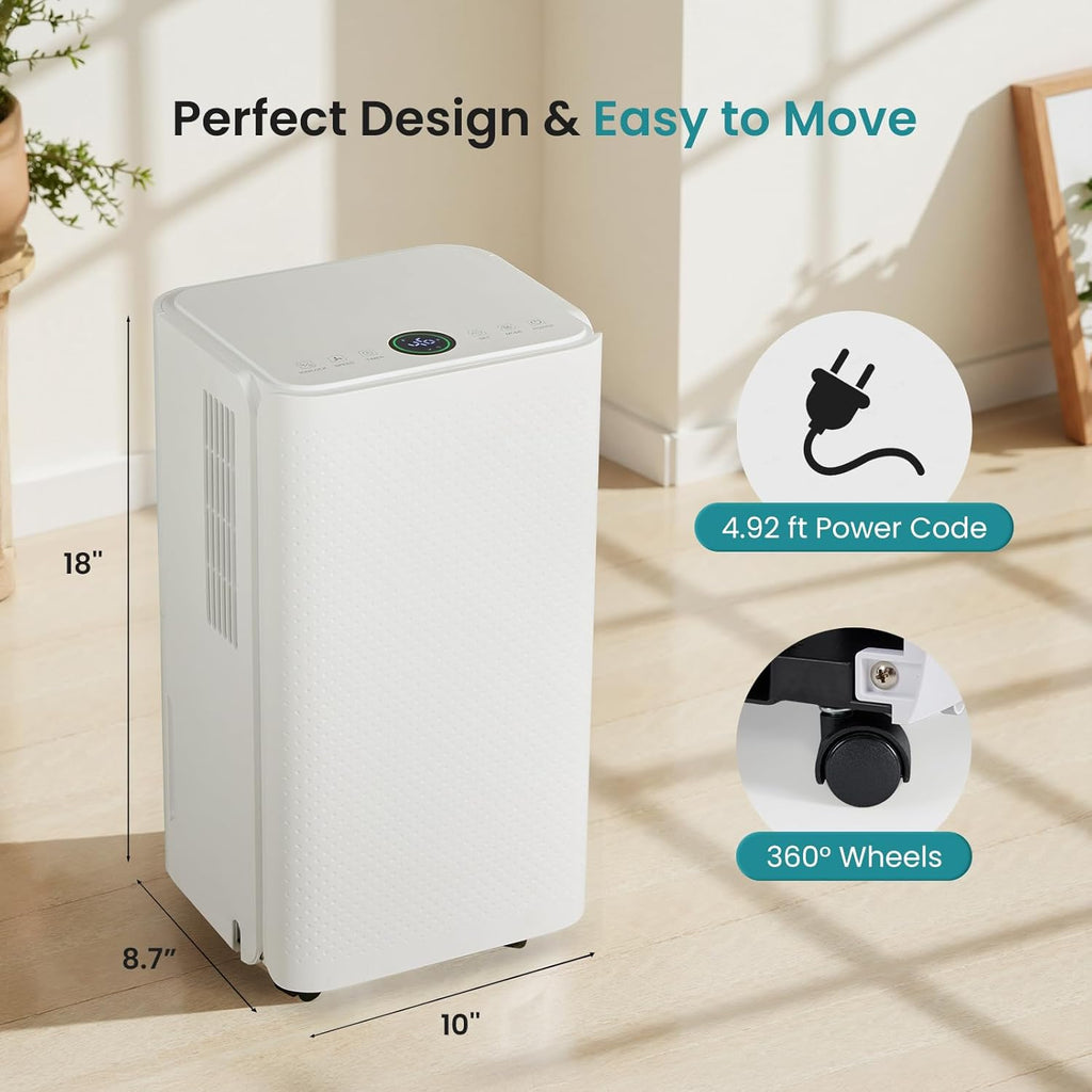 NEWBULIG 30-Pint Dehumidifier - Quiet 38dB Operation | Smart Humidity Control for Home & Basement