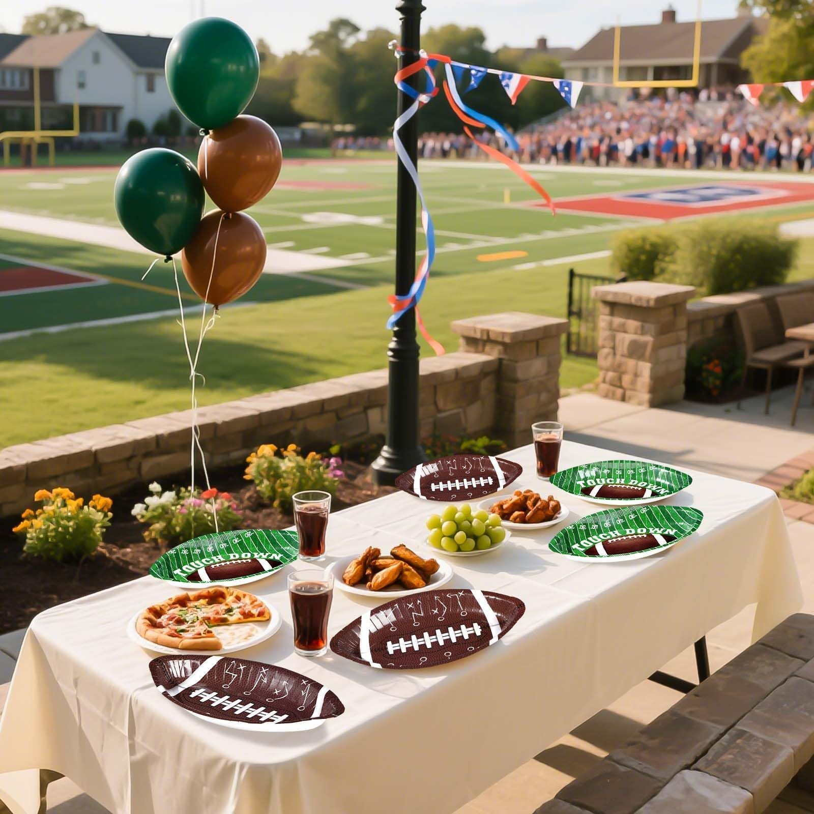 Grencian 100Pcs Football Party Plates 12.6" x 8.8" Heavy Duty Disposable Football Paper Plates for Gameday Sport Theme Tailgate Party Decorations