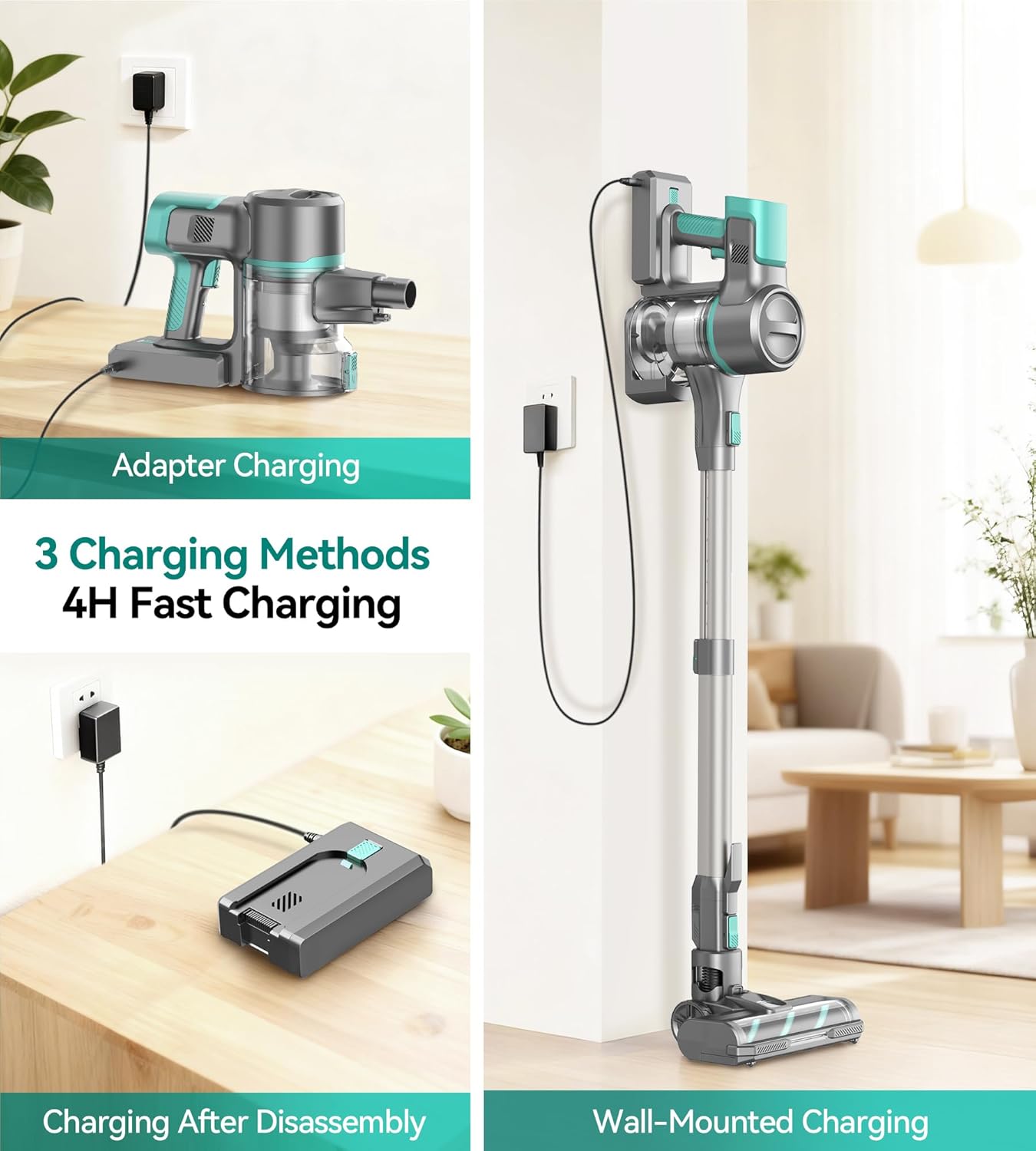 S10K Cordless Vacuum Cleaner - Powerful 55Kpa Suction | Lightweight, Rechargeable, Self-Standing for Home Use