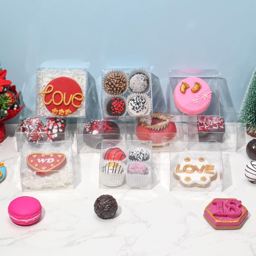 TEMLQPACK 100PCS Cookie Boxes 3¼"×3¼"×1½" Clear Mini Bakery Boxes for Donuts, Cookies, Macarons, Brownies, Soap & Chocolate Truffles
