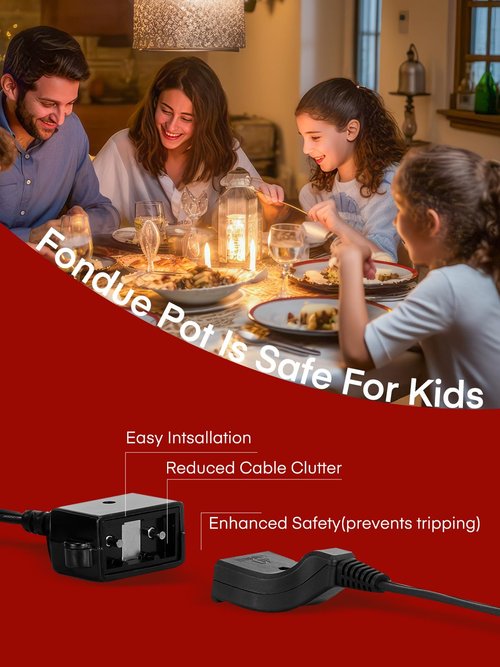 FOHERE 1500W Electric Fondue Pot Set, 1.4QT Non-Stick Electric Fondue Pot with 8 Color-Coded Forks, 6 Pcs Cups and Anti-Scald Handle, Precise Temperature Control for Cheese,Chocolate,Oil and Broth