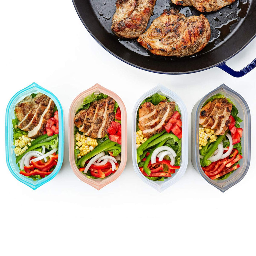 Zip Top Reusable Food Storage Bags | 3 Dish Set [Lavender] | Silicone Meal Prep Container | Microwave, Dishwasher and Freezer Safe | Made in the USA
