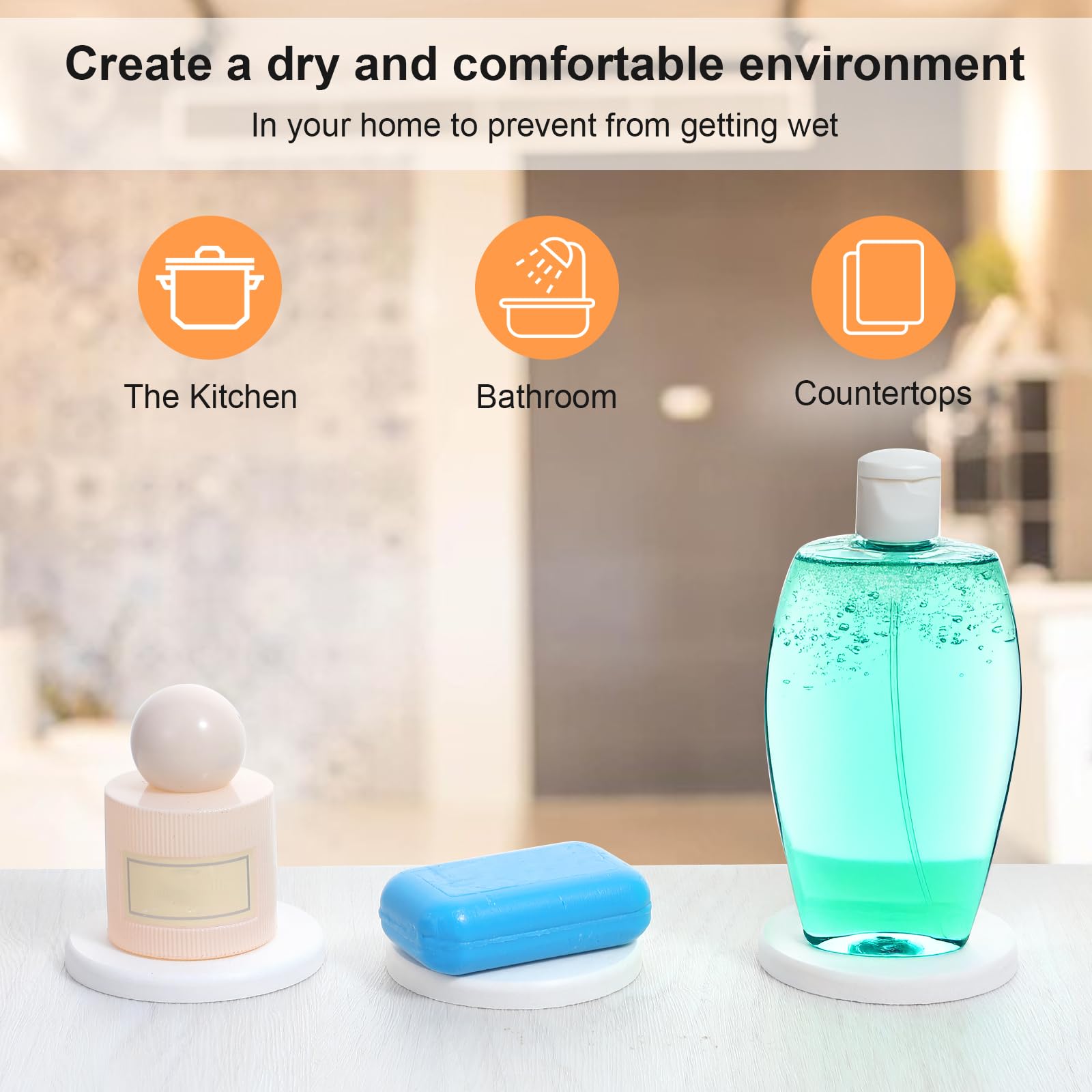5Pcs Water Absorbing Stone Tray for Sink Water Absorbent Diatomite Trays Fast Drying Stone Sink Tray Diatomaceous Coaster Stones Drying Trays for Hand Soap Dish Cosmetic Bottles Toothbrush Holders