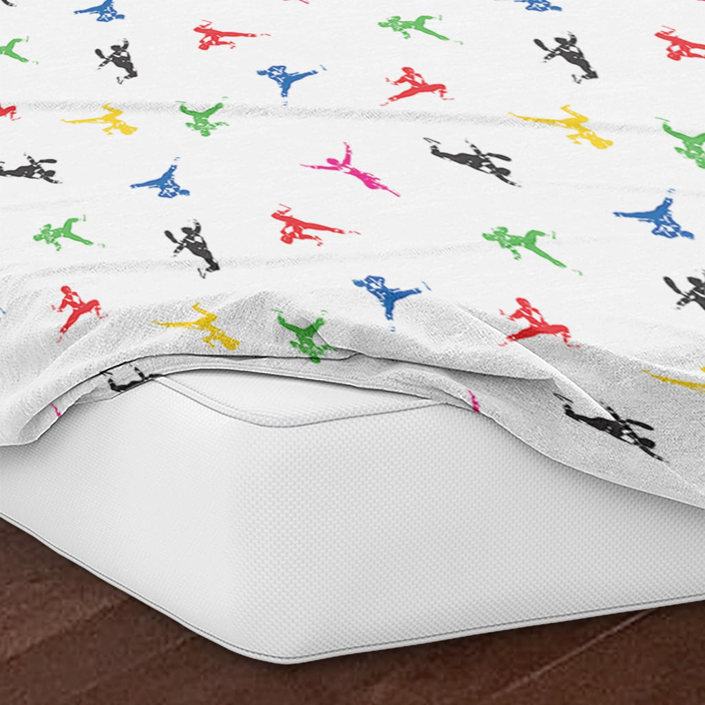 Northwest Power Rangers Classic Color Rangers 4 Piece Full Sheet Set, Officially Licensed Game-Themed Microfiber, Includes Fitted Sheet, Flat Sheet, and Pillowcase(s)