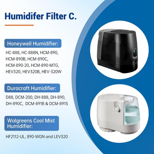 Keycci HC-888 Humidifier Filters Compatible with Walgre ens Humidifier, LHoneywell HC 888, Filter C, HEV-320, HCM 890 Series, Replace for Walgre ens Humidifier Filters, 4 Pack