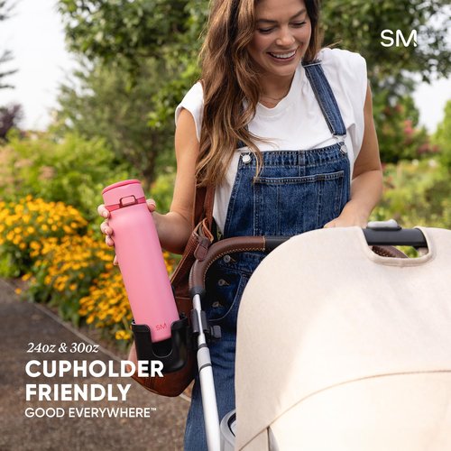 Simple Modern Mesa Loop Water Bottle with Covered Straw and Handle | 30oz Cup Holder Friendly Insulated Stainless Steel Bottles for Travel, Sports and School | Coconut Pearl