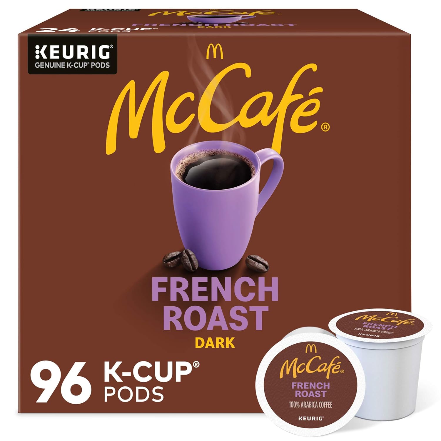 McCafe French Roast Coffee K-Cup Pods - Dark Roast, 96 Count (4 Packs of 24) for Keurig