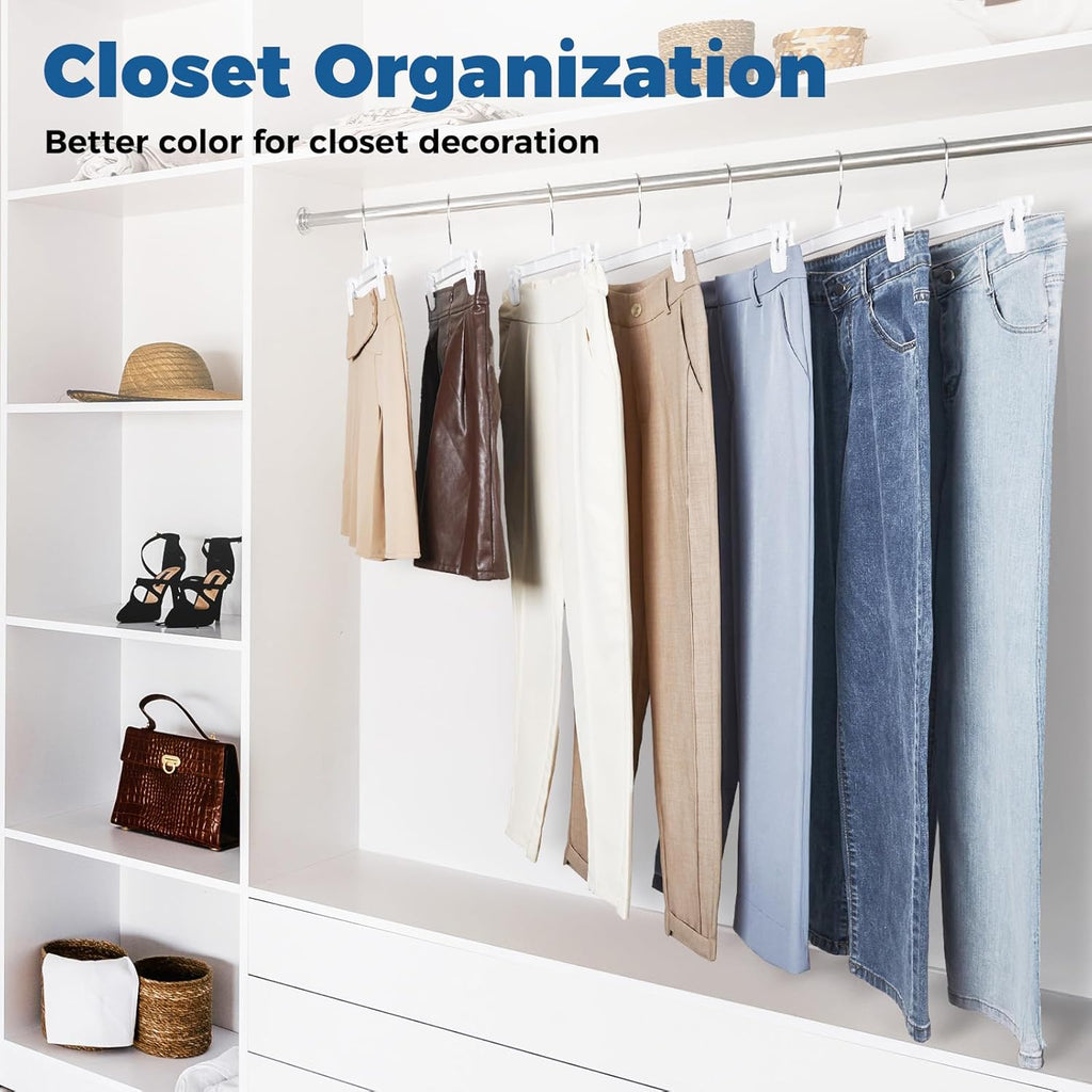 Smartor Skirt Hangers - Durable Pants Hangers with Clips | Space-Saving Design | 30 Pack for Men & Women