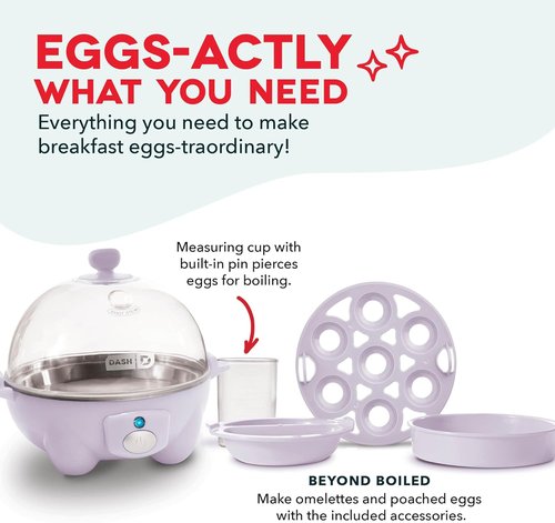 Dash Rapid Egg Cooker - Versatile Boiler, Poacher & Steamer - Holds 7 Eggs, Lavender | BPA Free & Dishwasher Safe