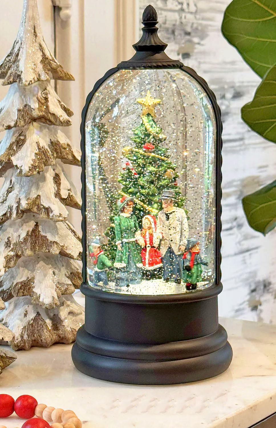RAZ Imports - 11" Ice Skating Animated Musical Lighted Water Lantern - Perfect Holiday Decor