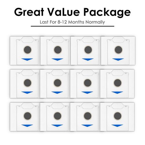 (12 Pack) N30 Omni Replacement Dust Bags Compatible With ECOVACS DEEBOT N30 Omni / N30 Pro Omni Robot Vacuum Cleaner, With Activated Carbon Filter Layer, Canister Bags, Disposable Bags
