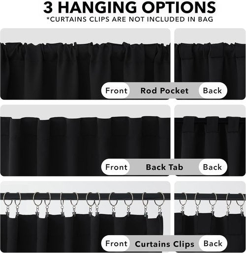 Deconovo Blackout Curtains - 84 Inch Long, Room Darkening Panels in Black | 2 Pack, 52x84 Inch
