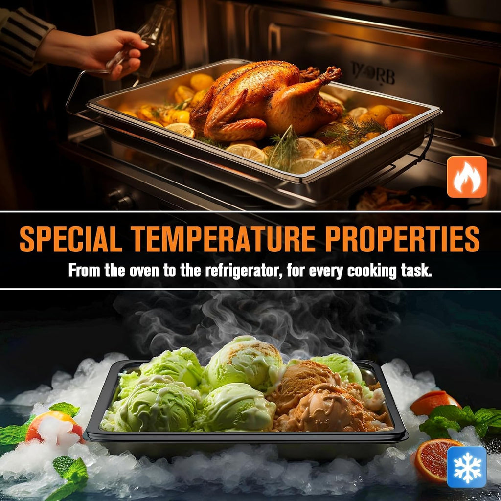 Hotel Pans Full Size 2.5" Deep, Restaurant Supplies Stainless Steam Table Pans 1/1 Size 22 Gauge Commercial Food Pans, 6 Pack Anti Catering Pans