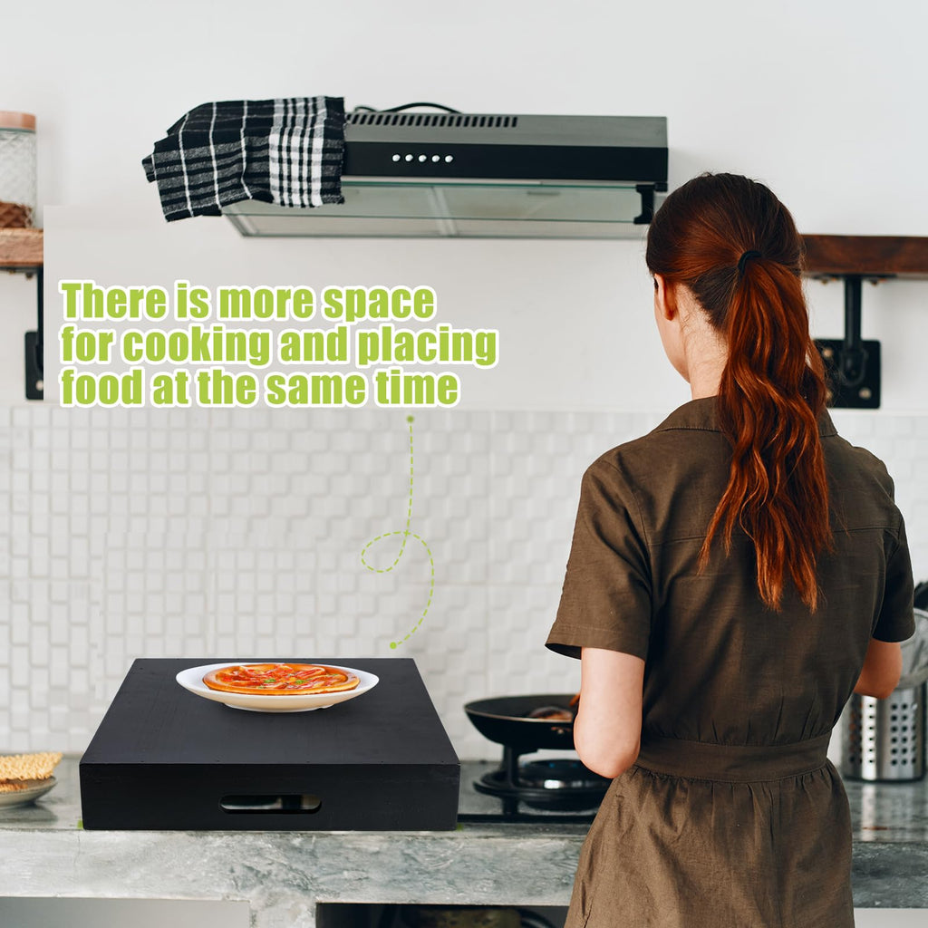 Ziliny 29. 92 x 22. 05 Inch Black Wooden Rv Stove Top Cover Stove Top Sink Cover Noodle Cutting Board for Electric Gas Burners Sink Noodle Board