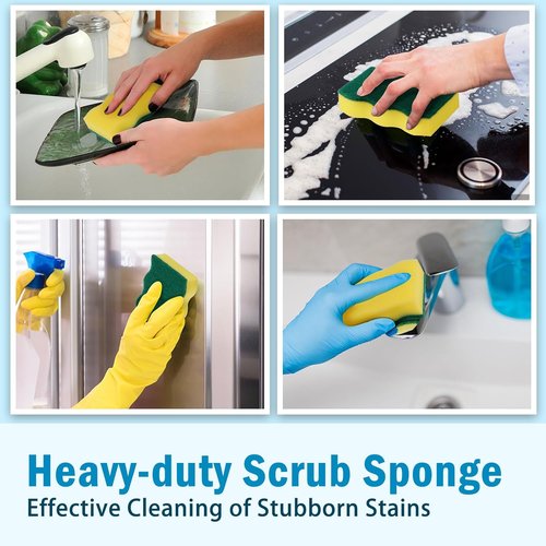 AIDEA Heavy Duty Dish Sponges - 24 Pack Stink-Free Cleaning Scrubber for Home & Kitchen
