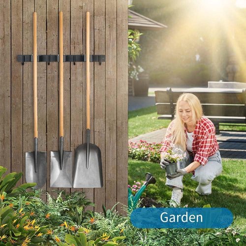 Heavy Duty Broom Hanger & Mop Holder by [Brand Name] - Stainless Steel Wall-Mounted Organizer Rack | 2 Pack, Matte Black