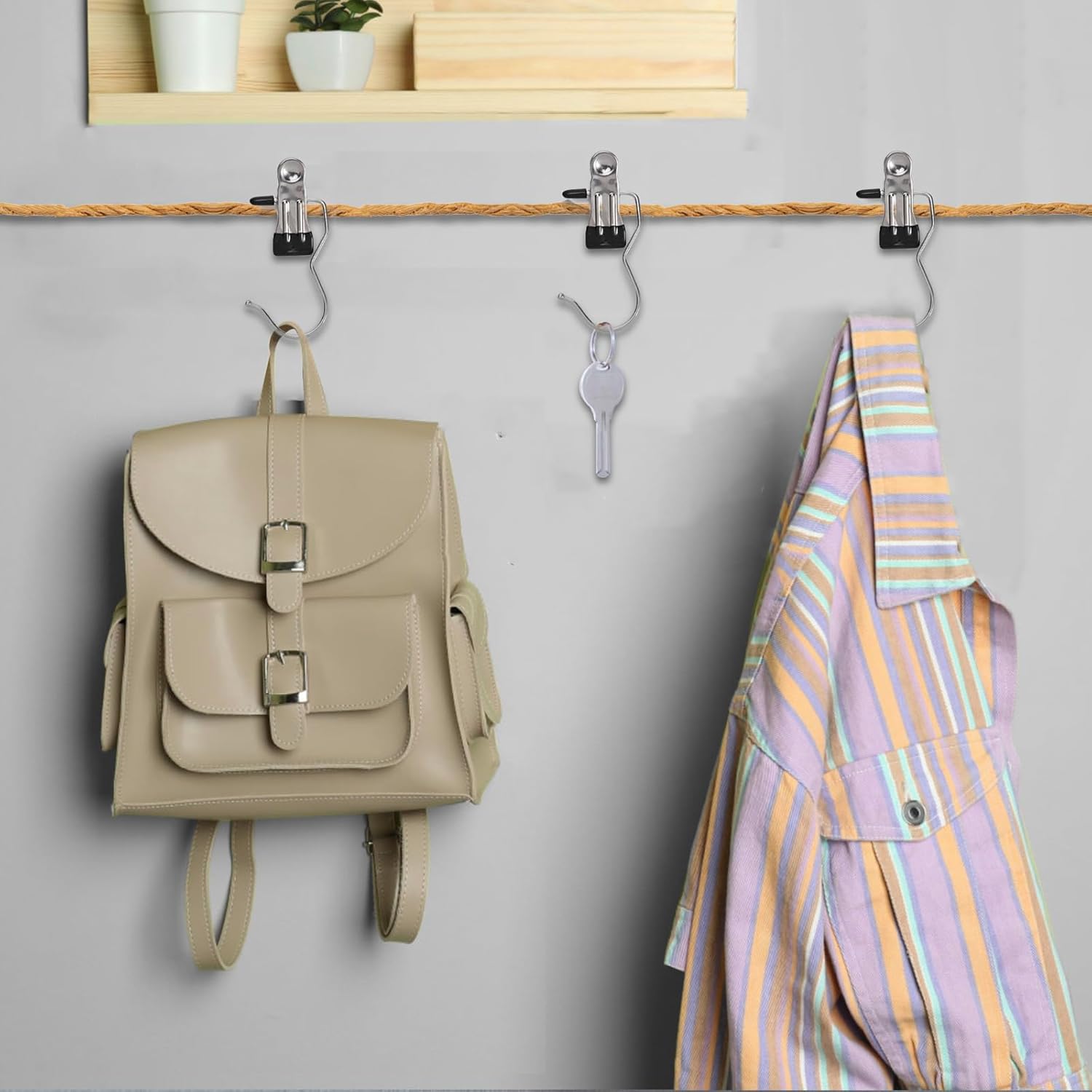 Skiennix 24 Pack Hanger Clips - Multi-Functional Laundry & Closet Hooks for Clothes, Socks, Hats & More