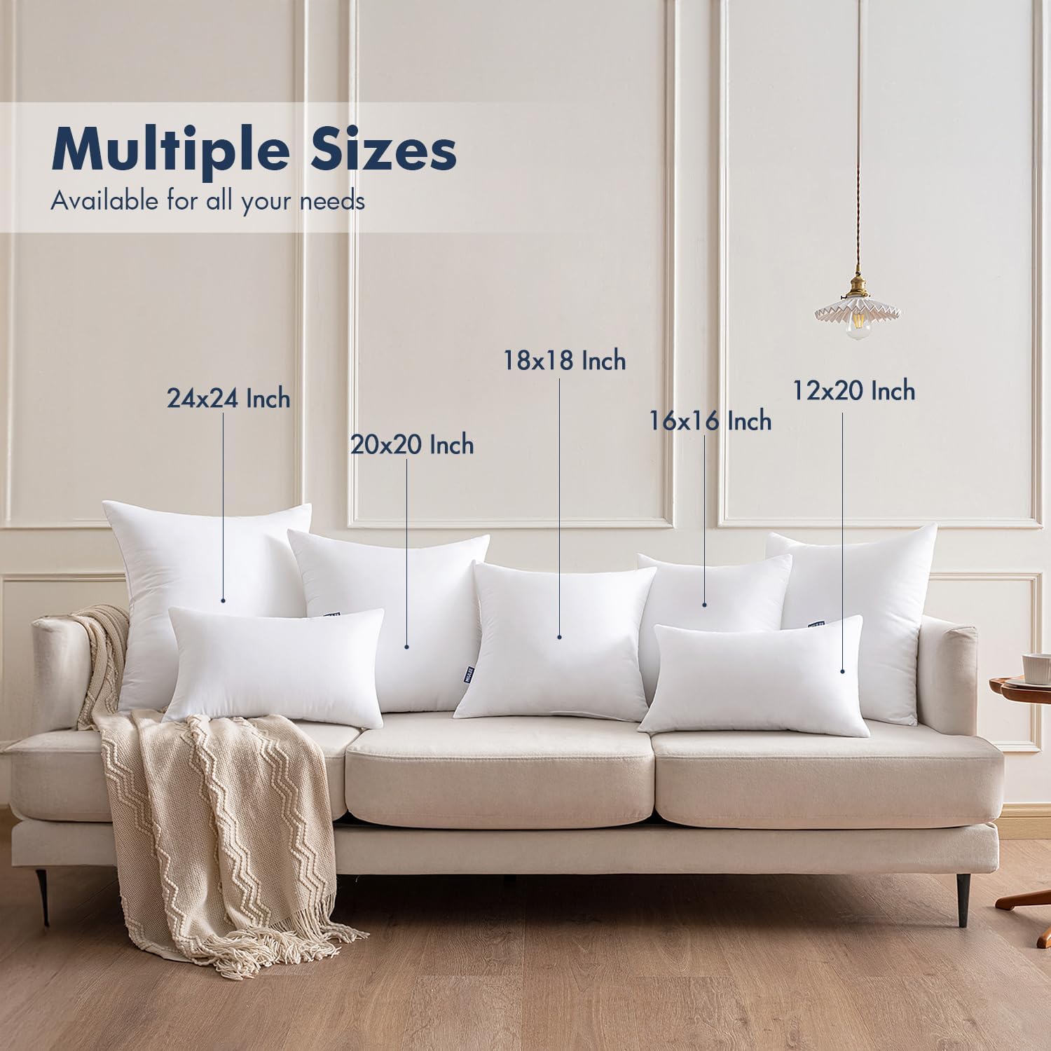 MIULEE Throw Pillow Inserts - Pack of 4 | 16x16 Inch | 100% Virgin Fiber Filling for Ultimate Comfort