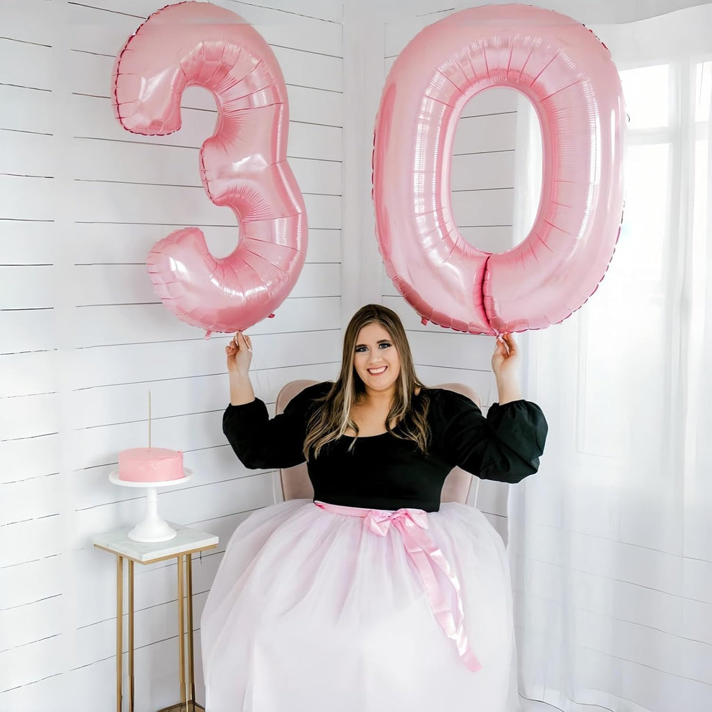 Skiennix 40" Pastel Pink Number 0 Balloon - Large Foil Birthday Decoration for Girls & Women