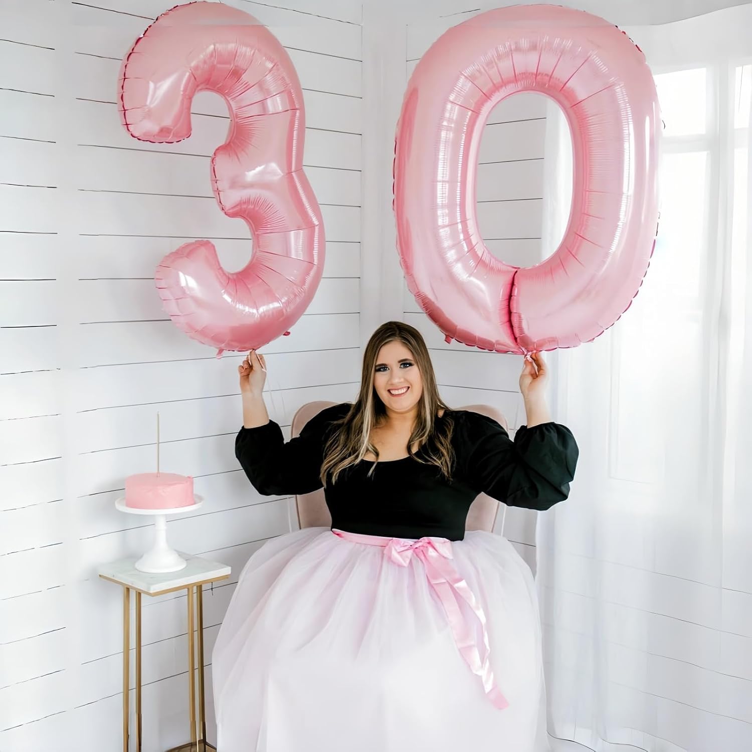 Skiennix 40" Pastel Pink Number 0 Balloon - Large Foil Birthday Decoration for Girls & Women